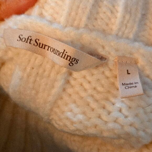 Soft surroundings Giulia white off shoulder cable knit sweater size large - Picture 4 of 5